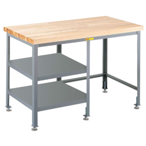 Butcher Block Table Desk With Side Shelf Storage