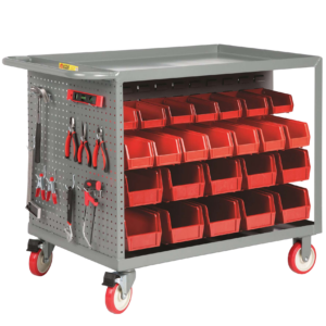 Bin Cart With Pegboard Tool Storage