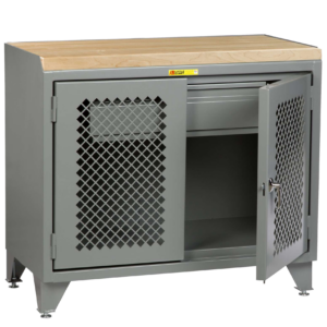 Little Giant Counter Height Bench Cabinet with Heavy-Duty Storage Drawer 24 x 36 Clearview Doors 1-3/4 inch Butcher-Block