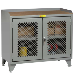 Little Giant Counter Height Bench Cabinet with Welded Center Shelf 24 x 48 Clearview Doors 1/4 inch Hardboard-Over-Steel
