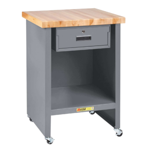 Enclosed Table With Drawer And Butcher Block Top
