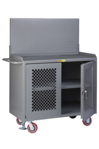 Little Giant Mobile Bench Cabinets with Clearview Doors 24 x 36 1-center-shelf Pegboard Panel Non-Slip-Vinyl-Matting