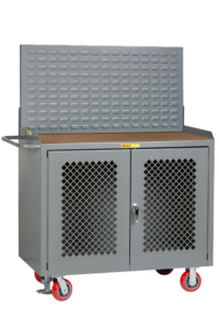 Little Giant Mobile Bench Cabinets with Clearview Doors 24 x 48 no-center-shelf Louvered Panel 1/4 inch Hardboard-Over-Steel