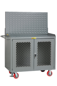 Little Giant Mobile Bench Cabinets with Clearview Doors 24 x 48 no-center-shelf Louvered Panel Powder-Coated-Steel