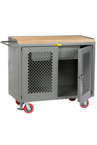 Little Giant Mobile Bench Cabinets with Heavy-Duty Drawer 24 x 48 2 Clearview Doors 1-3/4 inch Butcher-Block