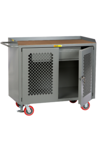 Little Giant Mobile Bench Cabinets with Heavy-Duty Drawer 24 x 36 2 Clearview Doors 1/4 inch Hardboard-Over-Steel
