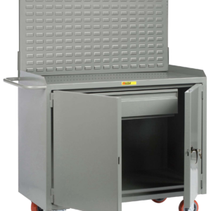 Little Giant Mobile Bench Cabinets with Heavy-Duty Drawer 24 x 36 2 Locking Doors Powder-Coated-Steel Louvered Panel