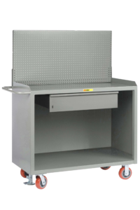 Little Giant Mobile Bench Cabinets with Heavy-Duty Drawer 24 x 48 No Doors Powder-Coated-Steel Pegboard Panel