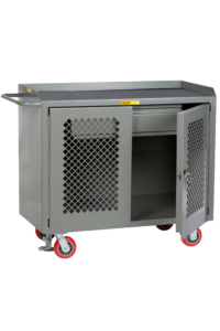 Little Giant Mobile Bench Cabinets with Heavy-Duty Drawer 24 x 36 2 Clearview Doors Non-Slip-Vinyl-Matting