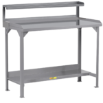 Welded Steel Workbench with Back and End Stops and Riser Shelf