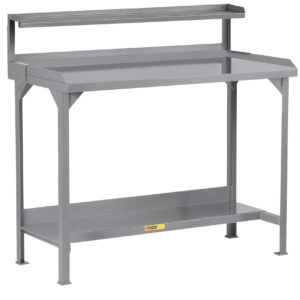 Welded Steel Workbench with Back and End Stops and Riser Shelf