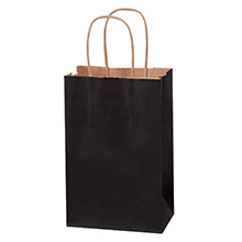 5 1/2 x 3 1/4 x 8 3/8″ Black Tinted Shopping Bags (250/case)