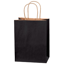 8 x 4 1/2 x 10 1/4″ Black Tinted Shopping Bags (250/case)