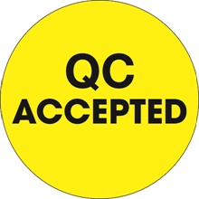 2″ Circle - ″QC Accepted″ Fluorescent Yellow Labels