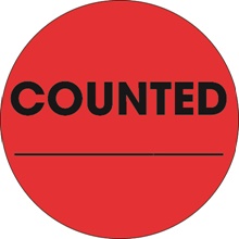 2″ Circle - ″Counted ___″ Fluorescent Red Labels