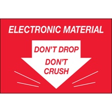 2 x 3″ - ″Don't Drop Don't Crush - Electronic Material″ (Red|White) Labels (500/roll)