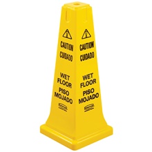 Wet Floor Safety Cone - 4-Sided Multilingual Cone