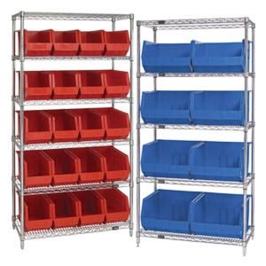 Wire Shelves with Bins