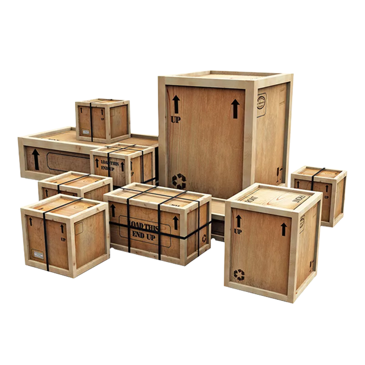 36 x 36 x 36″ – Wood Crate with Lid – 3 Runners