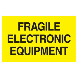 3 x 5" - "Fragile Electronic Equipment" (Fluorescent Yellow) Labels (500/roll)