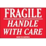 2 x 3" - "Fragile - Handle With Care" Labels (500/roll)
