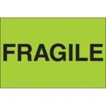 2 x 3" - "Fragile" (Fluorescent Green) Labels (500/roll)