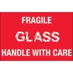 2 x 3" - "Fragile - Glass - Handle With Care" Labels (500/roll)