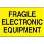 2 x 3" - "Fragile - Electronic Equipment" (Fluorescent Yellow) Labels (500/roll)