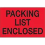 2" x 3" - "Packing List Enclosed" (Fluorescent Red) Labels