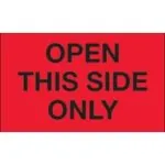 3 x 5" - "Open This Side Only" (Fluorescent Red) Labels (500/roll)