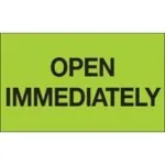 3 x 5" - "Open Immediately" (Fluorescent Green) Labels (500/roll)