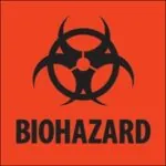 4 x 4" - "Biohazard" Fluorescent Red Labels