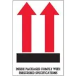 4 x 6" - "Inside Packages Comply..." Arrow Labels