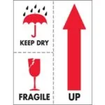 3 x 4" - "Keep Dry Fragile" (Arrow | Broken Glass | Umbrella) Labels (500/roll)