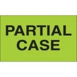 3 x 5" - "Partial Case" (Fluorescent Green) Labels (500/roll)