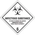 4 x 4" - "Infectious Substance - 6" Labels (500/roll)