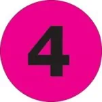 3" Circle - "4" (Fluorescent Pink) Number Labels