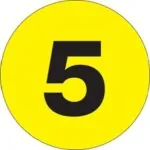 3" Circle - "5" (Fluorescent Yellow) Number Labels