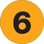 3" Circle - "6" (Fluorescent Orange) Number Labels