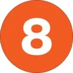 3" Circle - "8" (Orange) Number Labels