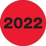 2" Circle - "2022" (Fluorescent Red) Year Labels