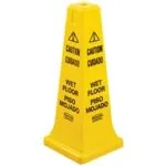 Wet Floor Safety Cone - 4-Sided Multilingual Cone