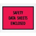 7 x 5 1/2" Red "Safety Data Sheets Enclosed" Envelopes