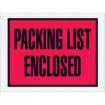 4 1/2 x 6" Red (Open End) "Packing List Enclosed" Envelopes