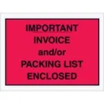 4 1/2 x 6" Red "Important Invoice and/or Packing List Enclosed" Envelopes