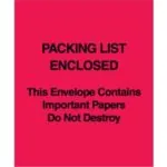 5 x 6" Red (Paper Face) "Packing List Enclosed This Envelope Contains…"