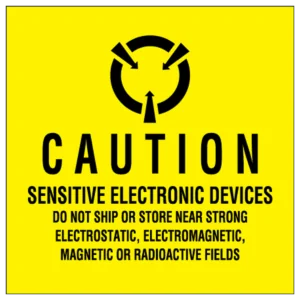 2 x 2" - "Sensitive Electronic Devices" (Fluorescent Yellow) Labels (500/roll)