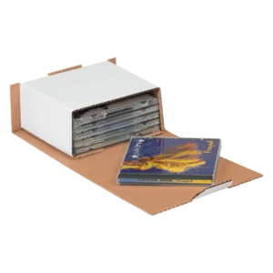 5 5/8 x 5 x 2 9/16" White CD Mailers - Holds 6 CDs (50/bundle)