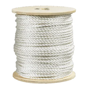 1/4", 1,320 lb, White Twisted Polyester Rope - 600'